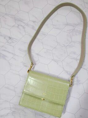 JW PEI Mini Flap Crossbody Sage Green Croc